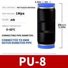 5pcs Pneumatic Quick Connector PU Straight Diameter Gas Pipe High Pressure Quick Plug 4 6 8 10 12mm - Multicolor - View 5