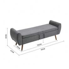LIVINGANDHOME Living And Home Linen Upholstered Storage Bench - 151cm W x 47cm D x 55cm H  Grey - View 10