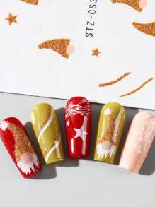 FULL BEAUTY 2 miếng dán móng tay hình ông già Noel hoạt hình dễ thương màu trắng lấp lánh vàng, miếng dán móng tay hình ngôi sao bông tuyết mùa đông, miếng dán móng tay hình ngôi sao trang trí móng tay tự làm, đồ dùng trang trí móng tay - Nhiều màu - Xem 2
