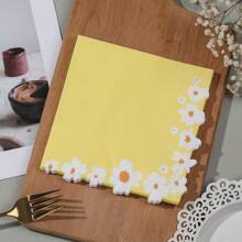 20pcs, Solid Color Flower Lace Napkins, Wedding, Birthday, Garden, Party Decoration Napkins, Used For Restaurant, Kitchen, Coffee Shop Decoration Supplies