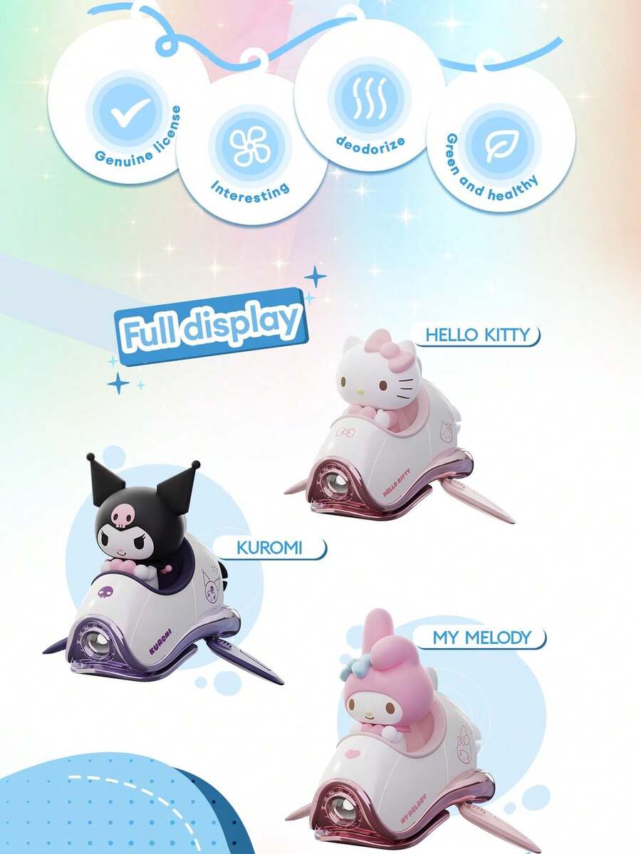 Sanrio Hellokitty KUROMI Cute Flying Ship Car Fragrance Hanging Charm