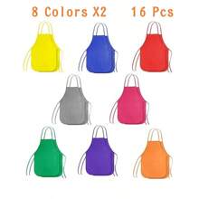 6/12/18 件 6 色儿童绘画围裙儿童布艺艺术罩衣适用于烹饪烘焙、工艺品、粘土、实验室活动、绘画工艺服