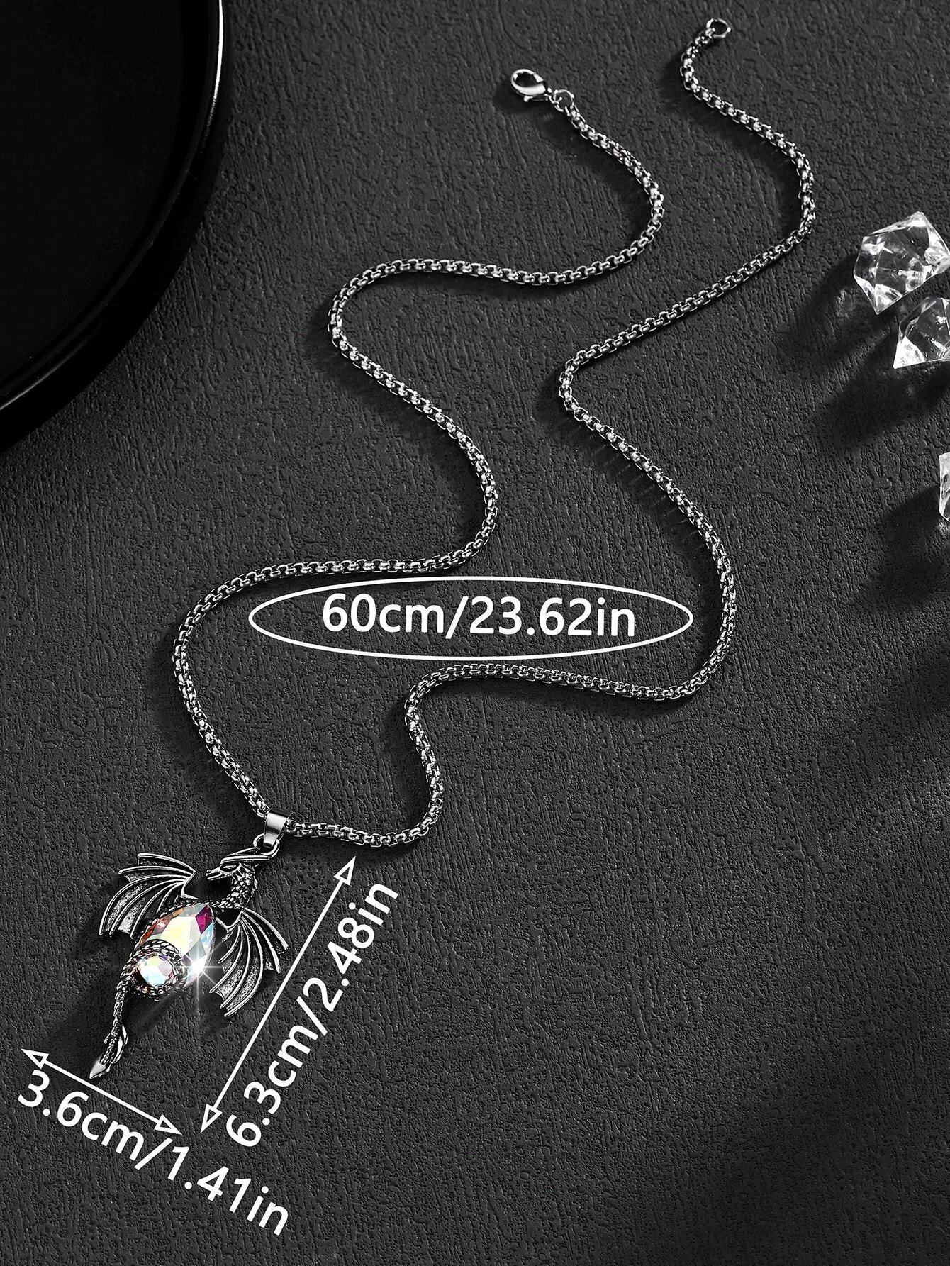 1pc Fashion Vintage Unique 3D Dragon Shaped Crystal Glass Pendant