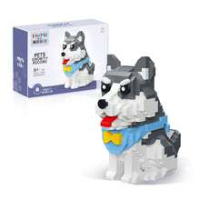 796PCS Husky Pet Model Building Blocks DIY Puzzle Assembling Toys Creative Desktop Decor Holiday Gifts - Grey - View 6