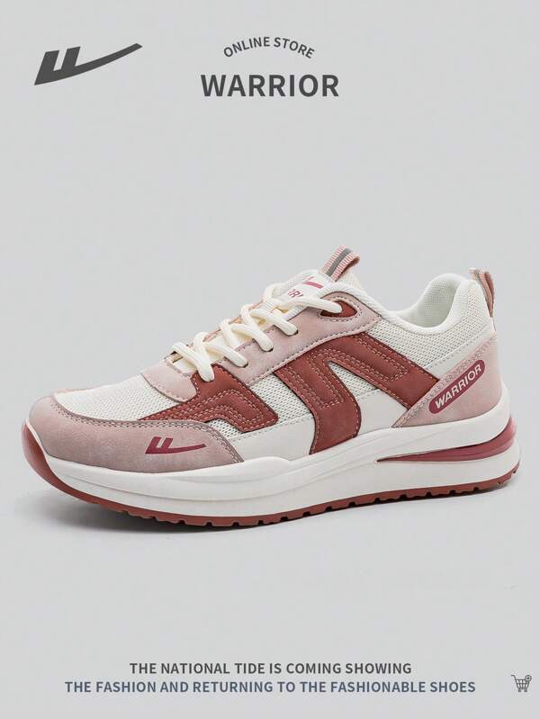 WARRIOR 1 Pair Women's Casual Net Breathable Sneakers, Lace Up Front, High Quality Soft Outsole, Low-Top, Outdoor Slip-Resistant Thick-Soled Running Athletic Shoes