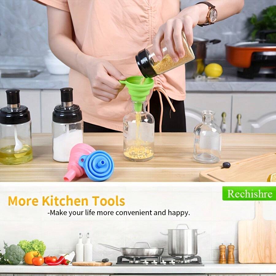Collapsible Funnel For Filling Bottles, Mini Flexible Silicone Funnel