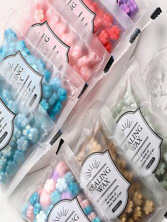 100 件装 Aurora 樱花火焰封口蜡粒，花朵火焰封口蜡偏光金色封口蜡适用于 DIY 信封贺卡装饰