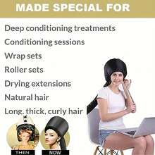 1 件便携式收纳干发帽，不伤头发，套头衫，绑带帽，暖风干燥帽，纯色抽绳干燥帽 - 多色 - 查看 3