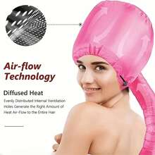 1 件便携式收纳干发帽，不伤头发，套头衫，绑带帽，暖风干燥帽，纯色抽绳干燥帽 - 多色 - 查看 4