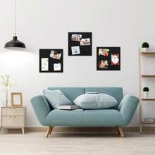 6 件/包黑色软木板，适用于墙壁、办公室、家庭和学校的方形钉板，可用作公告板、视觉板、照片板 - 黑色 30*30 厘米毛毡展示板