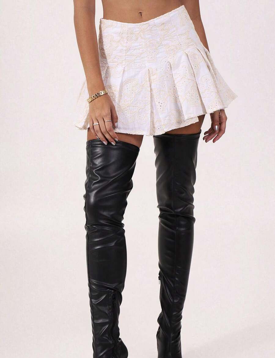 Labrava Seabed Pleated Mini Skirt - trắng - Xem 1
