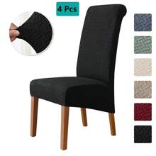 Pokrowce na krzesła do jadalni Zestaw 4 pokrowców na krzesła Pokrowce na krzesła do jadalni Elastyczne pokrowce na krzesła kuchenne Parsons, beżowe, XL Pokrowce na krzesła do jadalni Elastyczne pokrowce na krzesła z wysokim oparciem z żakardu do salonu Kuchnia Możliwość prania w pralce