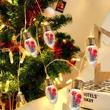 1 个 10/20 LED 圣诞雪球灯泡串灯，带圣诞树和红色浆果节日仙女灯电池供电适用于家庭卧室室内户外圣诞派对婚礼生日节日装饰（不含电池）、房间装饰圣诞装饰圣诞灯卧室装饰家居装饰派对装饰节日圣诞礼物感恩节圣诞树装饰饰品 - 暖白色 - 查看 9