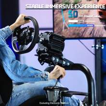 Minneer Racing Simulator Cockpit With Black Seat Fit For T3PA/TGT G923 G920,Steering Wheel Stand With TV Stand,Wheel And Pedal Not Included - Black - View 2