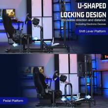 Minneer Racing Simulator Cockpit With Black Seat Fit For T3PA/TGT G923 G920,Steering Wheel Stand With TV Stand,Wheel And Pedal Not Included - Black - View 7