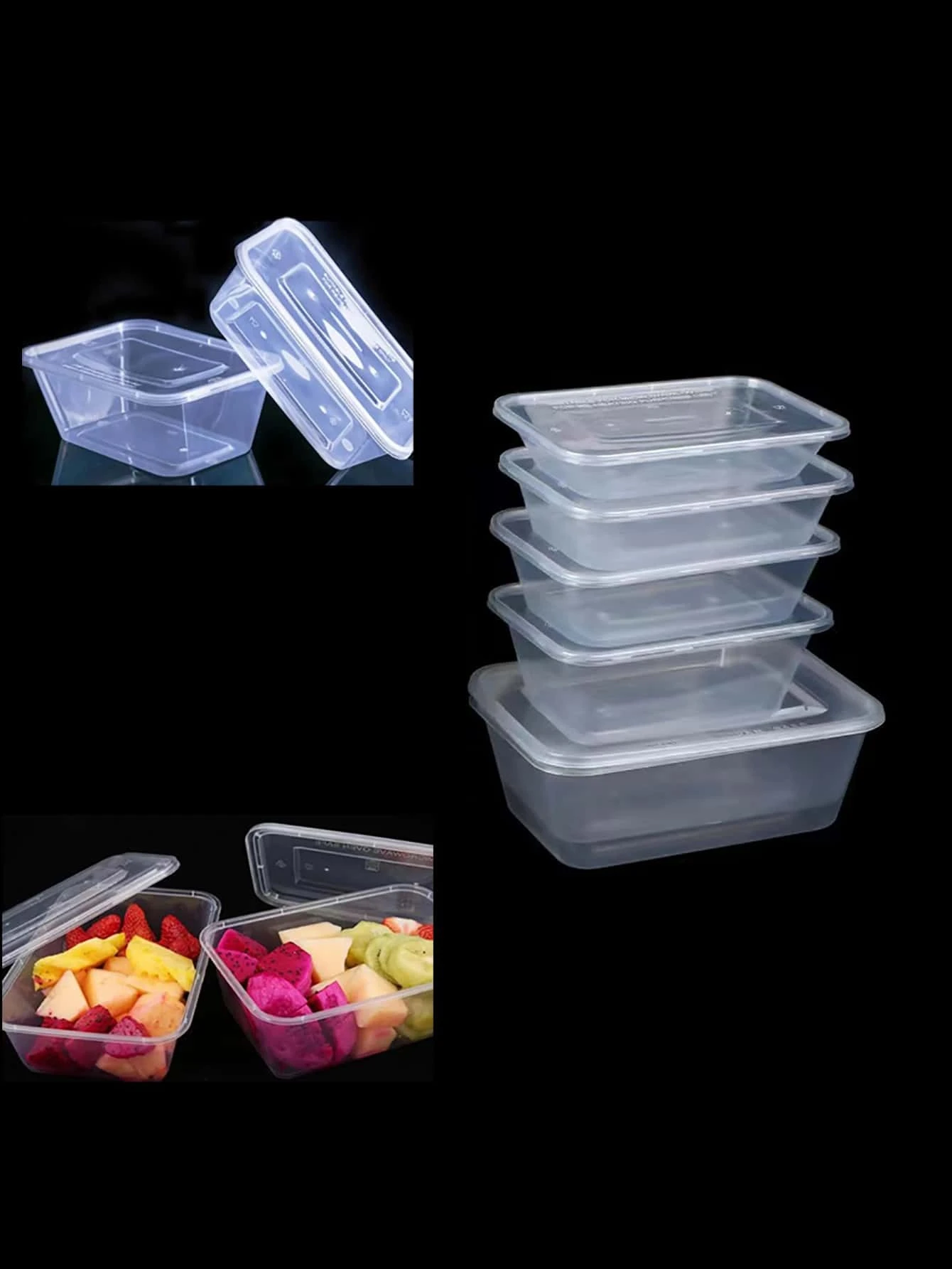 50 peças Caixas de Transporte de Frutas Transparentes Descartáveis