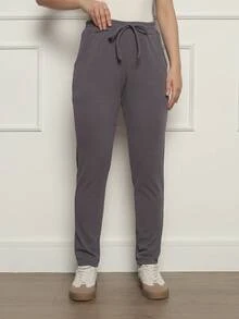 Women's Plus Size Pants M Ate G3, Seersucker Fabric, Elastic Waist, Fashion Model - 灰色 - 查看 2