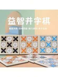 XO Tic Tac Toe Board With Nine Wooden Square Grid - trái cam - Xem 2