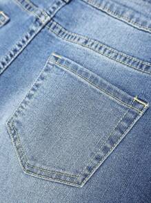 Women's Street Style Slim Fit Flared Stretch Skinny Jeans - Blue - View 3