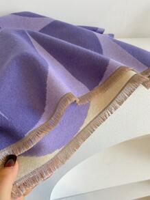 1pc Women Geometric Pattern Imitation Cashmere Jacquard Warm Scarf Shawl, Suitable For Daily Matching Winter Fall - Purple - View 5