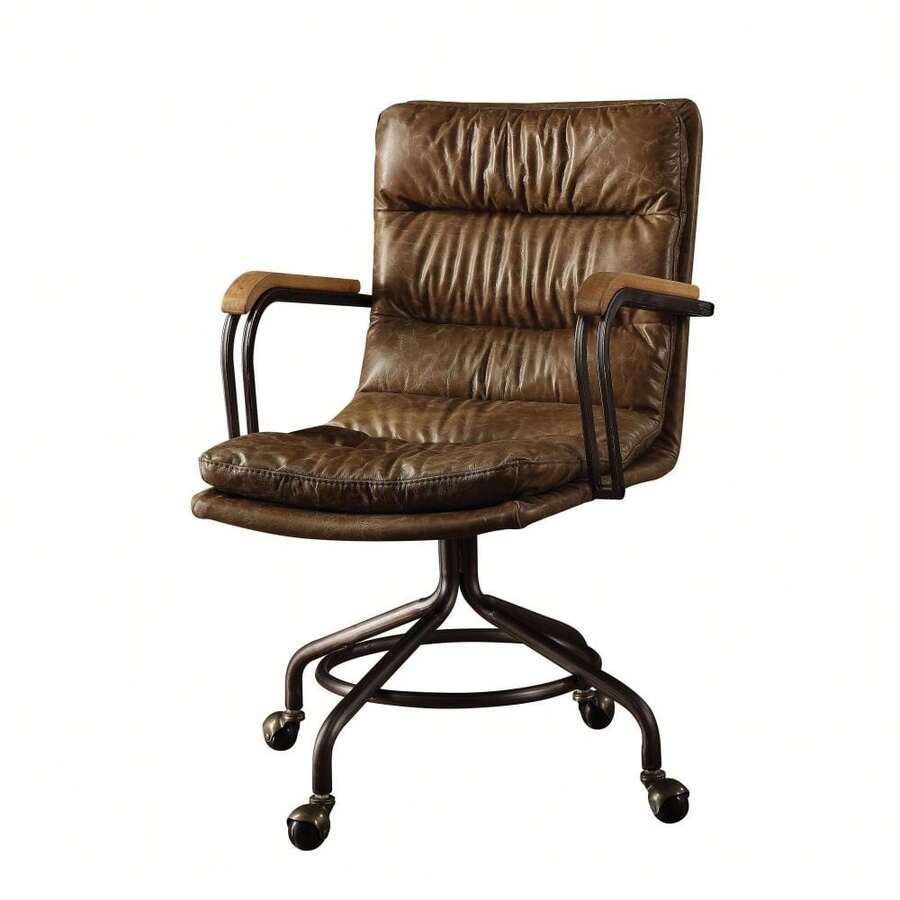 ACME Harith Office Chair In Retro Brown Top Grain Leather 92414 SHEIN USA