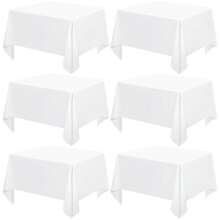 REWOMC 6 Pack Square Tablecloths 52 X 52 Inch, Black Polyester Table Cover For Square Table, Stain And Wrinkle Resistant Washable Fabric Table Cloth, Polyester Tablecloth For Restaurant Banquet Party Multiple Colors For Weddings Graduation Season Outdoor Events Entertain Guests - White - View 1