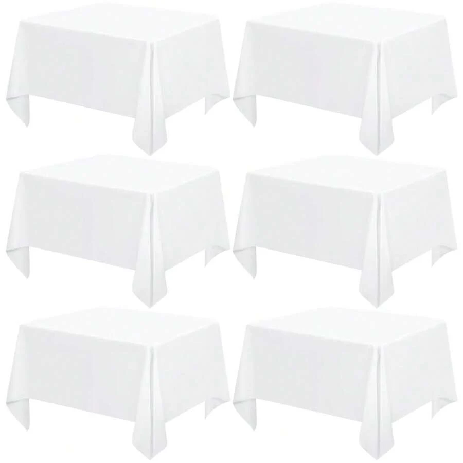 REWOMC 6 Pack Square Tablecloths 52 X 52 Inch, Black Polyester Table Cover For Square Table, Stain And Wrinkle Resistant Washable Fabric Table Cloth, Polyester Tablecloth For Restaurant Banquet Party Multiple Colors For Weddings Graduation Season Outdoor Events Entertain Guests - White - View 1