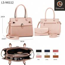 DIOSA LUNA Quality Bag, Set Of 2 Handbags, Shoulder Bags For Women, Premium Quality With Three Compartments + Wallet - 淺粉色 - 查看 2