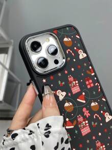 1pc Electroplated Christmas Camera TPU Phone Case Compatible With Apple IPhone 7/8/X/11/12/13/14/15/16 Series