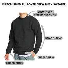 Men's Crew Neck Fleece-Lined Pullover Sweater - Woodland - View 2