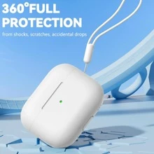 1 Set Silicone Thick Protective Case With Anti-Lost Strap & Cleaning Brush For AirPods Pro 2 And Pro