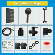 Regadera de ducha Baño Cuadrada Color Negro Mate De Mano De Alta Presión 5 Modos - Negro - Ver 4