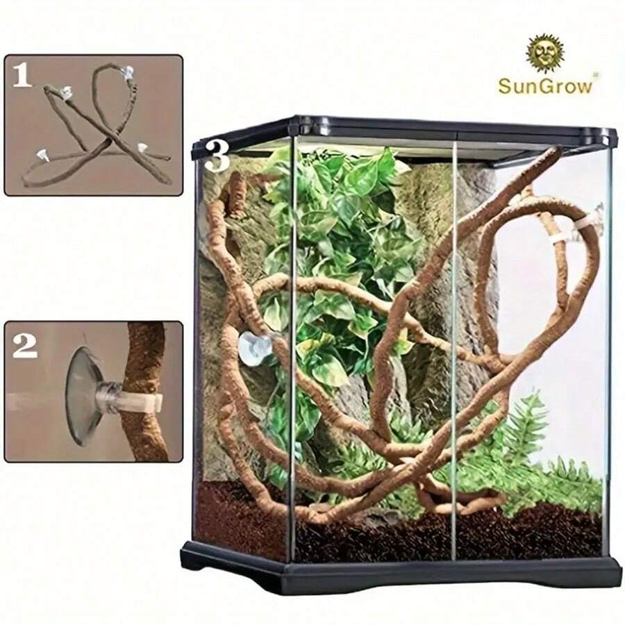 Reptile Jungle Climber Set Flexible Rattan Vines And Leaves With