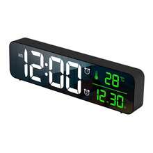 Mirror Alarm Clock Digital Table Clock Desk Clock Temperature Calendar Function With USB Home Decoration Clock - White - View 3