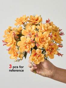 1 束人造牡丹丝绸花仿牡丹花束农舍家居波西米亚风婚礼餐桌装饰花艺布置，假塑料花散装花瓶装饰 - 橘色 - 查看 3