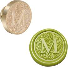 字母系列可拆卸黄铜蜡印章头、祝福和字母组合印章，用于装饰婚礼请柬、信封、节日贺卡和葡萄酒外包装 - 金色 - 查看 22