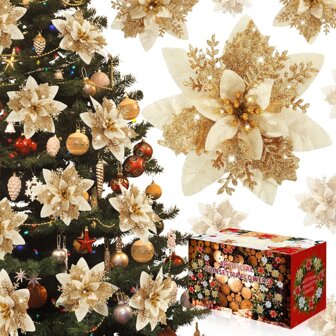 Artificial Flower Decoration 5.5 Inch Tree Wreath Decoration 10 PCS Glitter Flower Picks Decorations New Year Wedding Party Decorations Best Gifts Birthday Home Decor Christmas Decorations Room Decor Christmas Christmas Decorations Home Christmas Gifts Christmas Decor