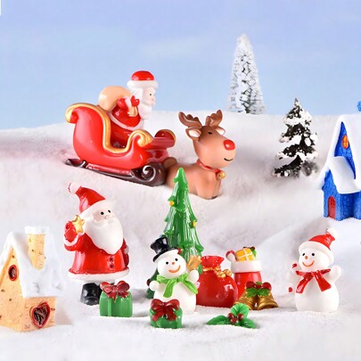 17 قطعة/ قطعة واحدة من اكسسوارات الديكور لعيد الميلاد تشمل رجل الثلج والديكورات المصغرة، جورب عيد الميلاد والجرس والزينات الصغيرة من الراتنج، ديكور عيد الميلاد