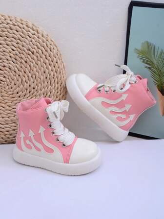 新款可爱男女通用面包鞋，超轻柔软厚底系带休闲靴，适合幼儿男孩，深色高街厚系带女童日常运动鞋，经典复古易穿脱拉链侧边时尚潮流休闲鞋，舒适校园学生百搭运动鞋