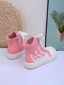 Giày Bread Unisex dễ thương mới, Giày bốt buộc dây đế dày siêu nhẹ và mềm dành cho bé trai mới biết đi, Giày thể thao buộc dây hàng ngày tối màu High Street dành cho bé gái, Giày thường ngày thời trang cổ điển dễ dàng tháo/mở có khóa kéo bên hông, Giày thể thao phù hợp thoải mái cho sinh viên trong khuôn viên trường - Hồng - Xem 3