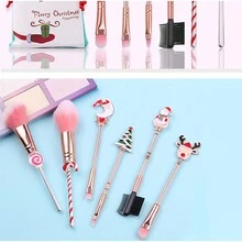 6件套圣诞化妆刷套装 - 超柔软卡通天使和动物图案，专业化妆工具，配有束口旅行袋，完美圣诞礼物（6件套），化妆刷套装，化妆刷套装，化妆刷套装，全套化妆刷，化妆刷套装，全套化妆工具，化妆刷套装，化妆刷套装，化妆礼品套装 - 彩色 - 查看 5