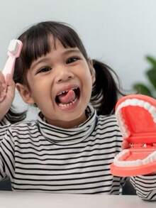 Children's Dentist Kit Educational Toy Tooth With 4 Pieces Pretend Play - 黃色 - 查看 5