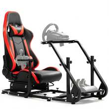 Minneer Adjustable Racing Simulator Cockpit Frame With Gear Shifter Mount Fit For G29,G920,G923 With Red Seat Steering Wheel Stand Not Included Steering Wheel, Pedal & Shifter - Red - View 1