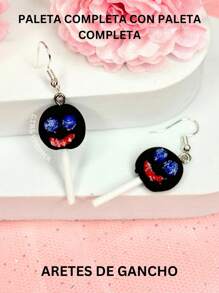 Earrings / Clown Lollipop Earrings / Mexican Food / Clown Lollipop Mexican Candy - 象牙色 - 查看 1