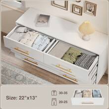 47.5'' Vanity For Bedroom, Modern 6 Drawer Wood Storage Cabinet  Dresser With Metal Handles, Wide Chest Of Organizer Storage Drawers ForBedroom, Living Room, Hallway, Entryway, White - 白色 - 查看 6
