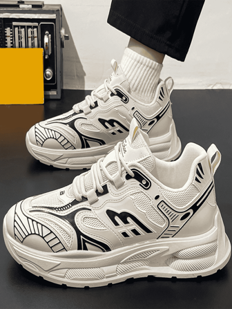 Men's Casual Sports Sneakers, Versatile And Breathable For Students And Office Workers, PU Leather Upper, Non-Slip Rubber Sole, Comfortable Lining