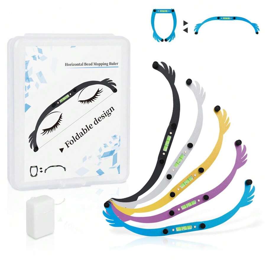 Regla para microblading de cejas, regla horizontal plegable para microblading, regla de alineación para microblading - Multicolor - Ver 1