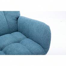 Rocking Chair With Pocket, Soft Teddy Fabric Rocking Chair For Nursery, Comfy Wingback Glider Rocker With Safe Solid Wood Base For Living Room Bedroom Balcony (Blue) - Màu xanh lam - Xem 9