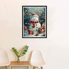 1 Bức Tranh Người Tuyết Không Khung Nghệ Thuật Giáng Sinh, Thủ Công Trang Trí Tường & Văn Phòng - Nhiều màu - Xem 6