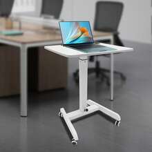 SHZICMY Adjustable-Height Lectern Mobile Standing Desk Portable Podium Rolling Lectern - White - View 2